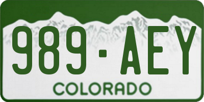 CO license plate 989AEY