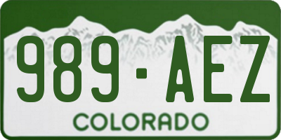 CO license plate 989AEZ