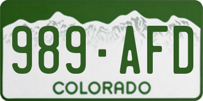CO license plate 989AFD