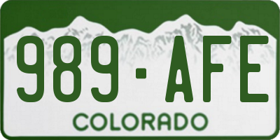 CO license plate 989AFE