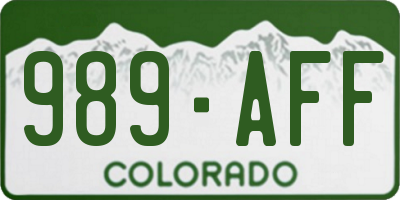 CO license plate 989AFF