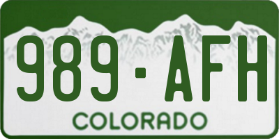 CO license plate 989AFH