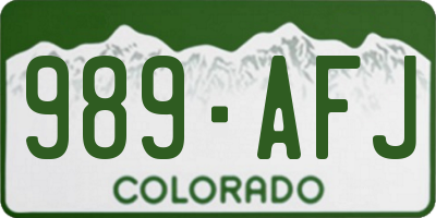 CO license plate 989AFJ