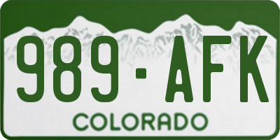 CO license plate 989AFK