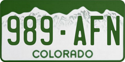 CO license plate 989AFN