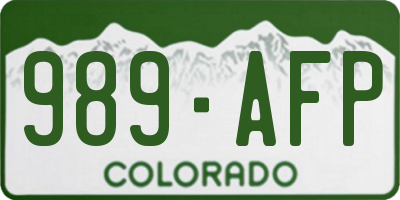 CO license plate 989AFP
