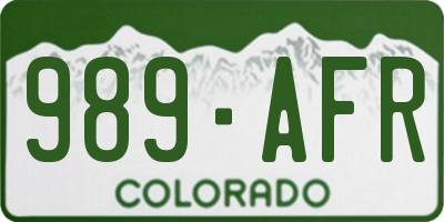 CO license plate 989AFR