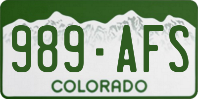 CO license plate 989AFS