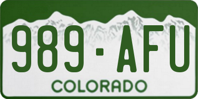CO license plate 989AFU