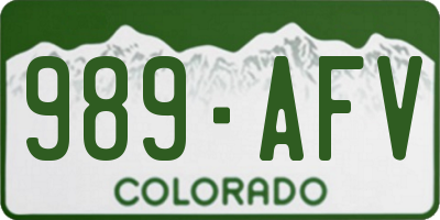 CO license plate 989AFV