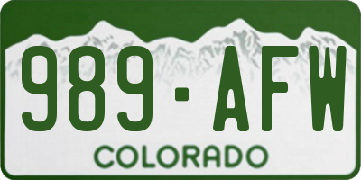 CO license plate 989AFW