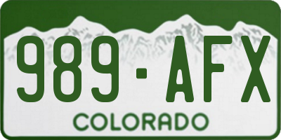 CO license plate 989AFX