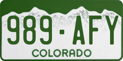 CO license plate 989AFY