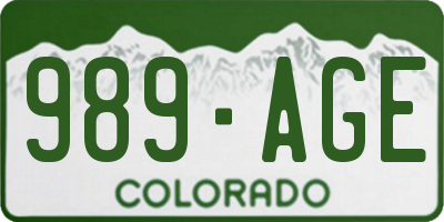 CO license plate 989AGE