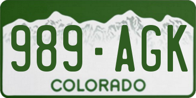 CO license plate 989AGK