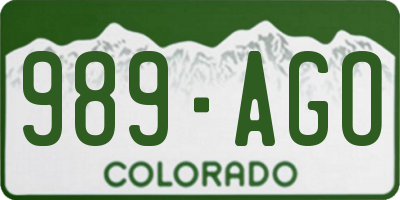 CO license plate 989AGO