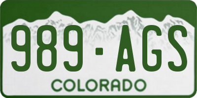 CO license plate 989AGS