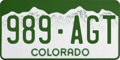 CO license plate 989AGT