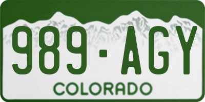 CO license plate 989AGY