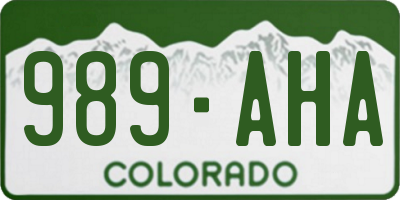 CO license plate 989AHA