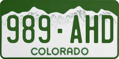 CO license plate 989AHD