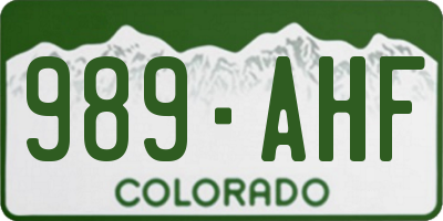 CO license plate 989AHF