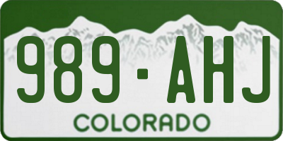 CO license plate 989AHJ