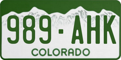CO license plate 989AHK