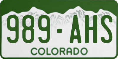 CO license plate 989AHS