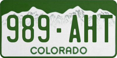 CO license plate 989AHT