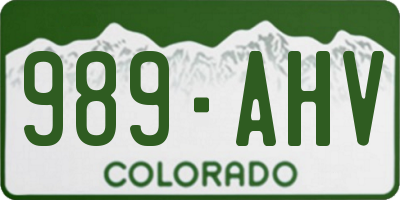 CO license plate 989AHV