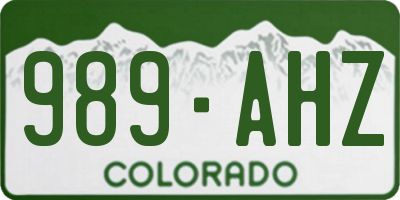 CO license plate 989AHZ