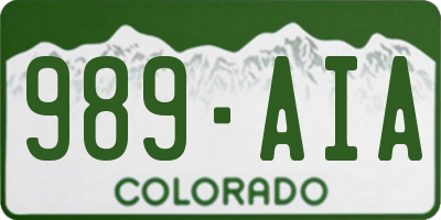 CO license plate 989AIA