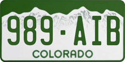 CO license plate 989AIB