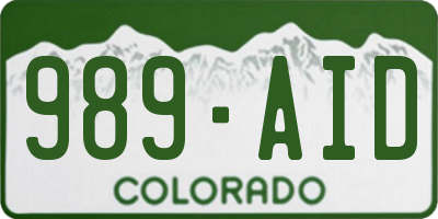 CO license plate 989AID