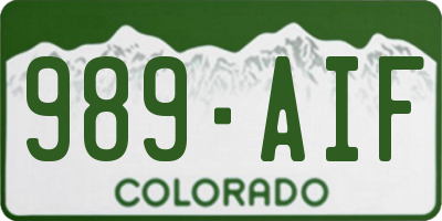 CO license plate 989AIF