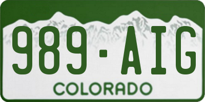 CO license plate 989AIG