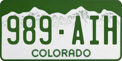 CO license plate 989AIH