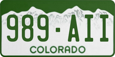 CO license plate 989AII