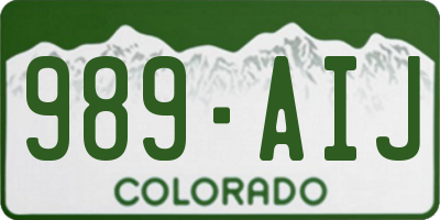 CO license plate 989AIJ