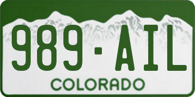 CO license plate 989AIL
