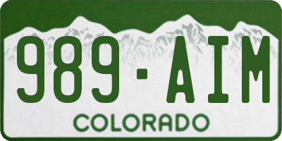 CO license plate 989AIM