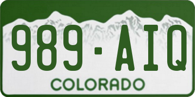 CO license plate 989AIQ