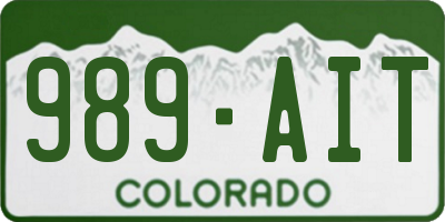 CO license plate 989AIT