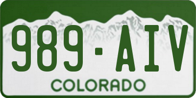 CO license plate 989AIV