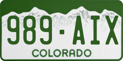 CO license plate 989AIX