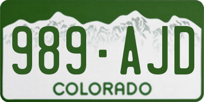 CO license plate 989AJD