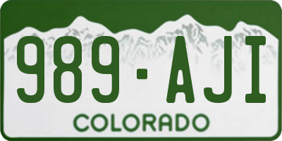 CO license plate 989AJI