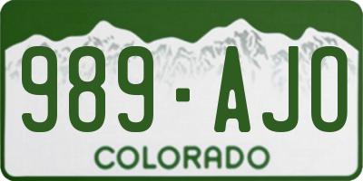 CO license plate 989AJO