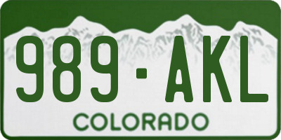CO license plate 989AKL